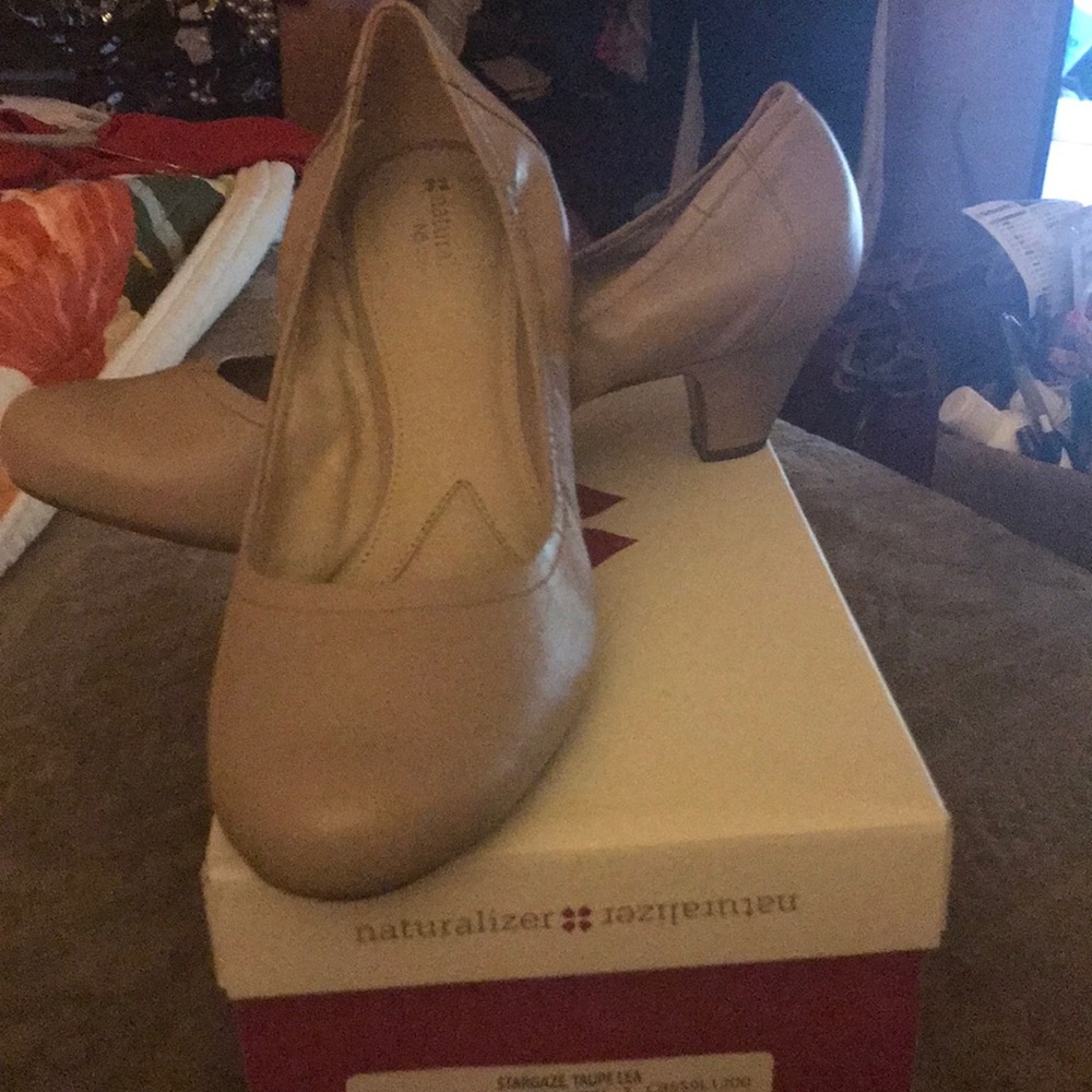 Cream leather heels
